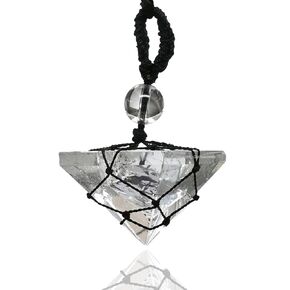 Dalmatian Jasper Necklace Crystal Jewelry for Men Women : Stylish Natural Gemstone Men Jewelry, Unique Women Men's Necklace with Crystal Stone Holder Necklace Pyramid (Black Macrame)