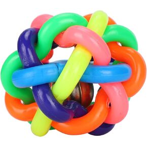 GLOGLOW Rubber Bell Ball Toys, 3 inch Colorful Soft TPR Ball Chewing Interactive Toy with Inside Bell for Dogs Mini Pigs(7.5cm)