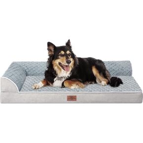Orthopedic Dog Bed for Large Dogs, Waterproof Dog Bed with Bolsters, Large Dog Bed with Removable Washable Cover & Non-Skid Bottom(Large,Grey)