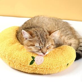 Little Pillow for Cats Puppies Ultra Soft Fluffy Pet Calming Toy Half Donut Cuddler for Joint Relief Sleeping Improve Machine Washable-Blue