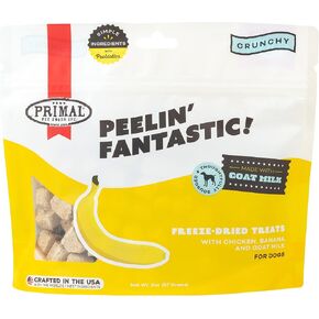 Primal Freeze Dried Dog Treats, Peelin' Fantastic; Chicken & Banana with Goat Milk, Grain Free Training Treats for Dogs with Probiotics, 2 oz (Pack of 2)