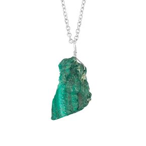 Natural Raw Malachite Necklace, Rough Gemstone Pendant Necklace, Genuine Gemstone, Birthstone, Gift for Her, Healing Stone, 18 Inch