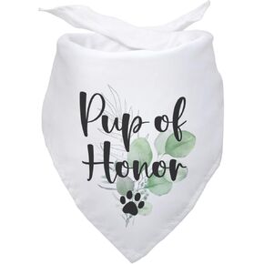 Pup of Honor Maid of Honor Wedding Dog Bandana Bridal Party Wedding Photo Prop Pet Scarf Accessories Coral White Wedding Bandana for Dog Lovers Owner Gift