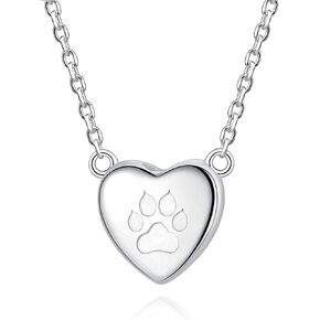 925 Sterling Silver Paw Print Urn Necklaces for Ashes - Cremation Heart Urns Keepsake Necklace Jewelry for Pet Lovers