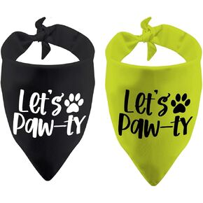 2 Pack Let's Paw-ty Dog Bandana Birthday Bandana Party Bandana Animal Neckwear (Let's Paw-ty)