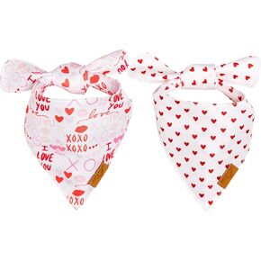 مناديل ريمي + رو لعيد الحب للكلاب - عبوتان | مجموعة اكس او اكس او | نسيج متين ممتاز | براءة اختراع الشكل | مقاس قابل للتعديل | مقاسات متعددة متوفرة (X-Large) in Kuwait