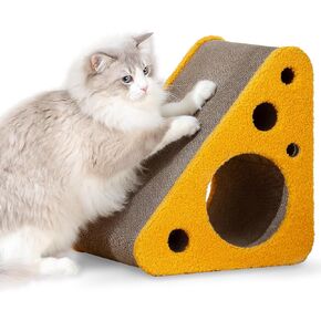 360° Reversible Cat Scratching Post, Cat Scratchers Indoor Cats, Premium Cardboard Cat Scratching Board with Cute Cheese Design and Multiple Scratching Angles, Large