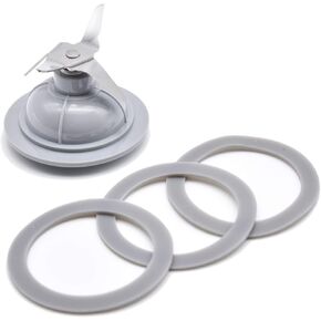 Blender Cutter Blade and 3 Rubber Gaskets Replacement Set, Grey, Fits Blender Models BL1900, BL3900, BL4900, BL5000, BL5900, BL6000, BL9000