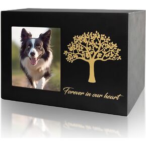Pet Urns for Dog or Cat Personalized Photo Frame and Tree of Life Ashes Wooden Pet Ashes Casket for Cat or Dog Memory Box （Large）