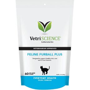 VETRISCIENCE Pro Feline Furball Pro Hairball Supplement for Cats, 60 Chews