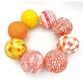 summer sunset fabric wrapped balls- orange, yellow, pink bowl fillers