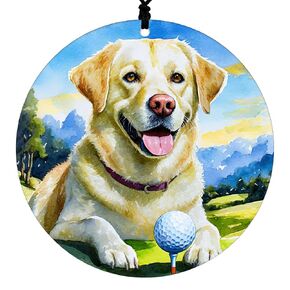 Yellow Lab Christmas Ornament - Watercolor Theme With Snow, Santa Cap and Northern Lights - 2024 Acrylic Ornaments For Tree - Dog Gifts and Holiday Home Decor