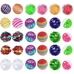 SunGrow Ferret Tunnel and Assorted Toys Variety Pack, Interactive Kitten & Ferret Toys & Accessories, for Indoors, Teaser Wand, Crinkle Balls, Bell Set, etc., 30 Pcs per Pack