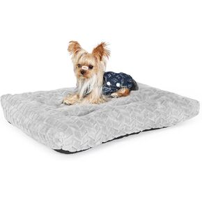 Dog Crate Mat 30 inch x 19 inch Washable,30 Inch Dog Crate Bed with Non-Slip Bottom Rectangle for Kennel Cage,Doggy Beds for Medium Dogs Soft Comfy Warming Sleep,Gray