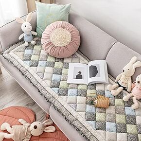 Large Plaid Square Pet Mat Bed Couch Cover for Dog, Funny Couch Cover for Sofa, Sofa Cover for Large Dogs, Dog Bed Cover Pet Blanket (27.55 * 59.05, Gray)