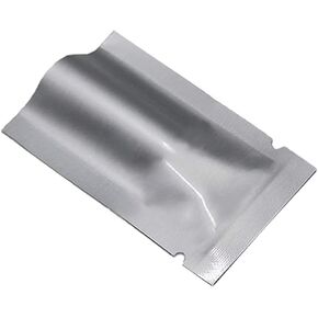Silver Mylar Bags Small Pure Aluminum Foil Flat Food Storage Bag 3.9 Mil Open Top Heat Sealing Vacuum Pouch for Coffee Beans Candy with Tear Notch (100, 1.97x2.76 inch)
