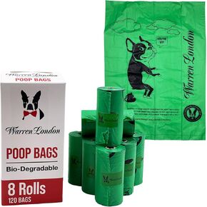 Warren London Poop Bags For Dogs & Pets | Earth Friendly Dog Poop Bags for Cleaning Pet Waste | Boston Terrier French Bulldog Pug | Box of 18 Rolls