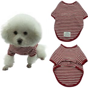 Dog Shirt Light Elastic Soft Comfortable Breathable Cotton Pet Apparel Safe Care for Small Medium Dogs & Cats Stylish Thick Striped Design for Puppies Ideal for Everyday Wear S/Blue-White