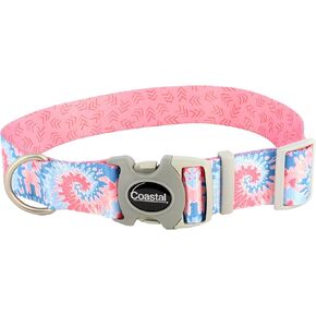Coastal Pet Sublime Adjustable Dog Collar - Adjustable Plastic Buckle - Vibrant & Colorful Dog Collar with Fade-Resistant Patterns - Red Blue Graffiti with Red Stars, Medium - 1" x 12"-18"