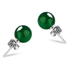 Green Jade Stud Earrings for Women 6mm Round Gemstone Earrings Natural Green Small Jade Hypoallergenic Earrings Good Luck Handmade Earrings Gift for Birthday Anniversary (Red)