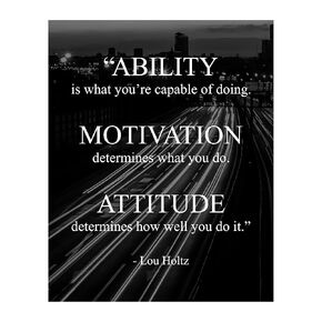 "Motivational Lou Holtz Quote Wall Art 8x10" - Inspire with Ability, Motivation, Attitude Artwork for Home, Office, Gym Decor, Unframed Coach Gift.