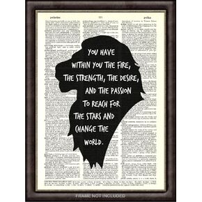 Lion Inspirational Quote DICTIONARY ART PRINT - Original Upcycled Vintage Wall Decor Dictionary Page Book Art - Handmade Art Prints - Unframed
