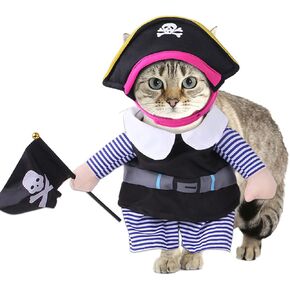XIAOYU Pirate Dog Costume Pet Clothes Cat Apparel for Dog Cat Halloween Christmas Holiday Party Cosplay, S