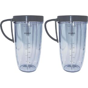 Blendin Replacement 32 Ounce Huge Cup Jar with Handled Lip Ring, Compatible with Nutribullet 600W, 900W, NB-101B, NB-101S, NB-201, NBR-0601, NBR-1201, NB9-1301, 900 Pro Series Blenders, 2 Pack