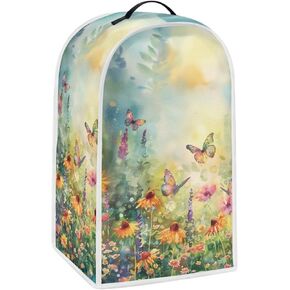 Blender Cover Kitchen Appliance Cover Anti Fingerprint Dust Protection Washable Coffee Machine Cover Food Processor Dust Cover Stand Mixer Cover with Top Handle, Butterfly Sunflower Retro