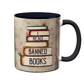 I Read Banned Books Mug by Pithitude - One Single 11oz. Black Coffee Cup