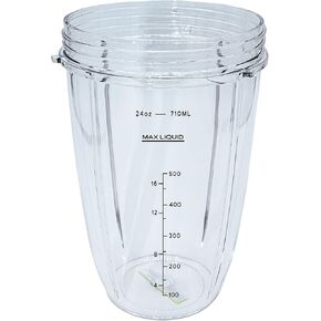 Blendin Replacement 24 Ounce Tall Jar Cup, Compatible with Nutribullet 600W, 900W, NB-101B, NB-101S, NB-201, NBR-0601, NBR-1201, NB9-1301, 900 Pro Series Blenders