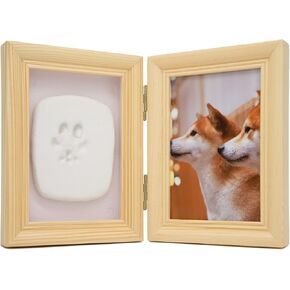 Dog Keepsake Paw Print Kit Picture Frame Pet-Safe Caly Mold Wooden Keepsake Frame and All Needed Tools, Designed for Fur Parents, a Sweet Gift to Keep Special Memory for Dog or Cat