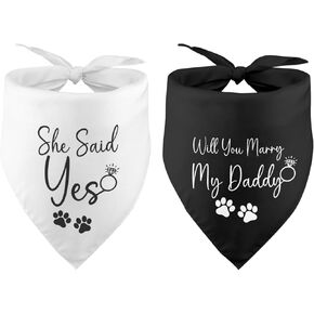 2 Pack Will You Marry My Daddy She Said Yes Dog Bandana Bridal Shower Gift Wedding Engagement Announcement Photo Prop Pet Scarf Pet Accessories for Dog Lover