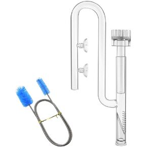 17mm Glass Aquatic Skimmer Inflow Lily Pipe for Aquarium Filter 5/8" i.d. (16/22mm) Tubing and Stainless Steel 90cm Flexible Cleaning Brush for Aquarium Planted Tank