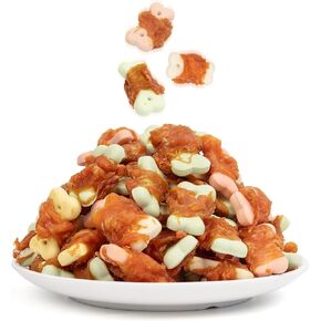 MON2SUN Dog Treats, Mini Chicken Wrapped Biscuits with Added Vitamins, Healthy Training Snacks for Small Medium and Large dogs, 10.58oz