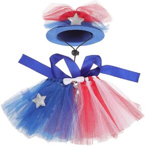 4th of July Pet Costume Dog Hat Mesh Tutu Skirt Independence Day Dog Patriotic Presidential Election Party Costume Accessories