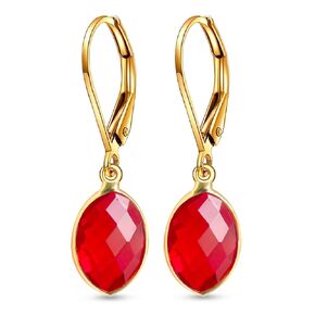 Geometric Natural Gemstone Drop Earrings,14K Gold Handmade Simple Single Stone Drop Earrings,Genuine Quartz Crystal Earrings Jewelry Gift for Women Girls (B7_Amethyst Amber)