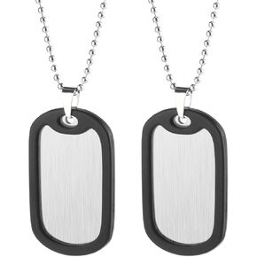 Cosmos 2 Pcs Military Dog Tags Stainless Steel Dog ID Tags Blank Tags Dog Name Tag with Ball Chains and Silicone Protective Case for Men Women Personalized Gift