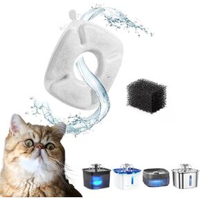 Square Cat Drinking Fountain Filters for VEKEN 67 oz/95 oz/135 oz Cat Water Fountain Dog Water Dispenser - 6 packs cat water fountain filters & 6 packs Fountain Sponges
