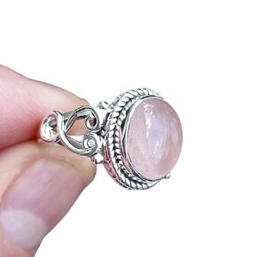 Navya Craft Rose Quartz Oval Stone Silver Ring Size 9.0 | 925 Sterling Silver Statement Promise Ring for Women | Natural Pink Gemstone Handmade Jewelry | January Birthstone Gift for Her Birthday