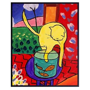 Kitty Cat Boho Decor 11x14 - Mid Century Modern Decor - Abstract art Poster - Matisse Style Room Decor - Minimalist Wall Art - Cat Themed Gifts - Boho-chic Poster - Gallery Art - Contemporary Decor