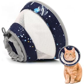 Cat Cone Collar Soft, Breathable Cat Cone Alternative After Surgery, Adjustable Cat Recovery Collar Water Resistant Cat Neck E Collar for Cats Kittens to Stop Licking(Grey,L)