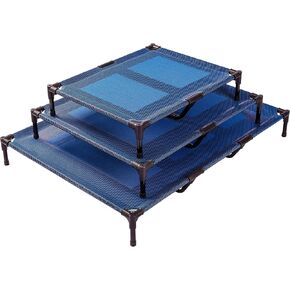 elevated dogs bed Portable Raised Pet Cot outdoor indoor Waterproof cooling mat Washable Mesh Non-Slip Feet medium large extra large (X-Large, navy blue)