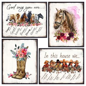 Religion Christianity Farmhouse Wall Art 11x14 - Scripture God Says Boho Wall Decor - Woman Girl Bedroom Decor Poster - Inspiration Shabby chic Rustic decoration - Horse Country Western spiritual Gift