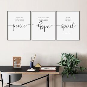 Romans 15 13 Bible Verse Wall Art Set of 3 Prints Scripture Quote Christian Decor Above Bed Art Peace Quotes - UNFRAMED - 11X14INCH