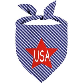 USA Dog Bandanas 1 Pack, Red Stars&Blue Stripes Print Scarfs for Boy and Girl, Summer Pet Scarves for Independence Day Bandanas Bulk for Small Medium Large Dogs (Red Star, One Size)