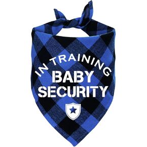 Funny Blue Plaid Cotton Baby Security in Training Triangle Dog Bandana, Gender Reveal Photo Prop Pet Scarf Decorations Accessories Pet Scarves Dog Lovers Owner Gift