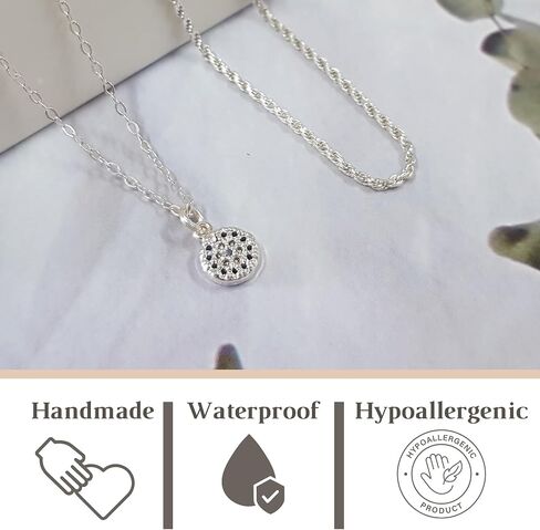 Annika Bella Set of 2, 925 Silver Necklaces, Circle Charm Necklace, Cubic Zirconia, Cz, Rope Choker, Pendant Necklace, Minimal Necklaces Set, (Set Of 2 Necklaces) in Saudi Arabia