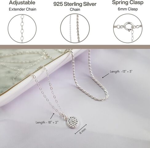 Annika Bella Set of 2, 925 Silver Necklaces, Circle Charm Necklace, Cubic Zirconia, Cz, Rope Choker, Pendant Necklace, Minimal Necklaces Set, (Set Of 2 Necklaces) in Saudi Arabia