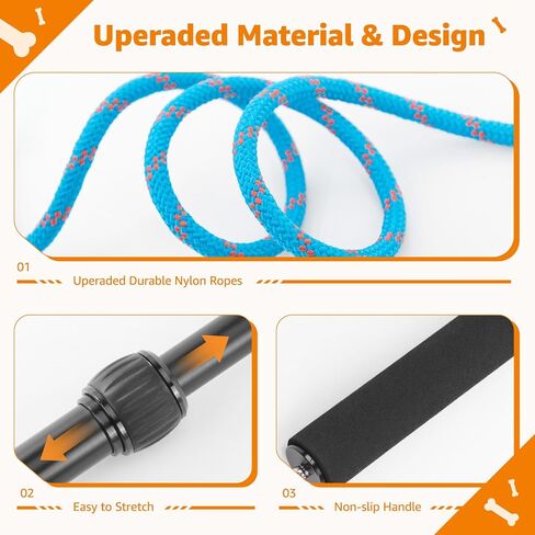 LOOBANI Upgraded Flirt Pole for Dogs, Extendable Dog Flirt Pole with Detachable Interactive Toys, Reinforced Aluminum Alloy Flirt Stick for Small Medium Dogs Training, Playing, Exercise(Pole-40in Max) in Saudi Arabia